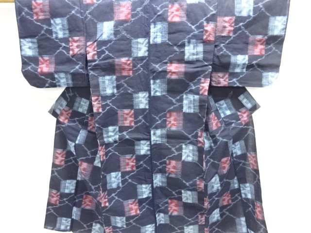 JAPANESE KIMONO / ANTIQUE HITOE KIMONO / COTTON / KURUME KASURI / SQUARE